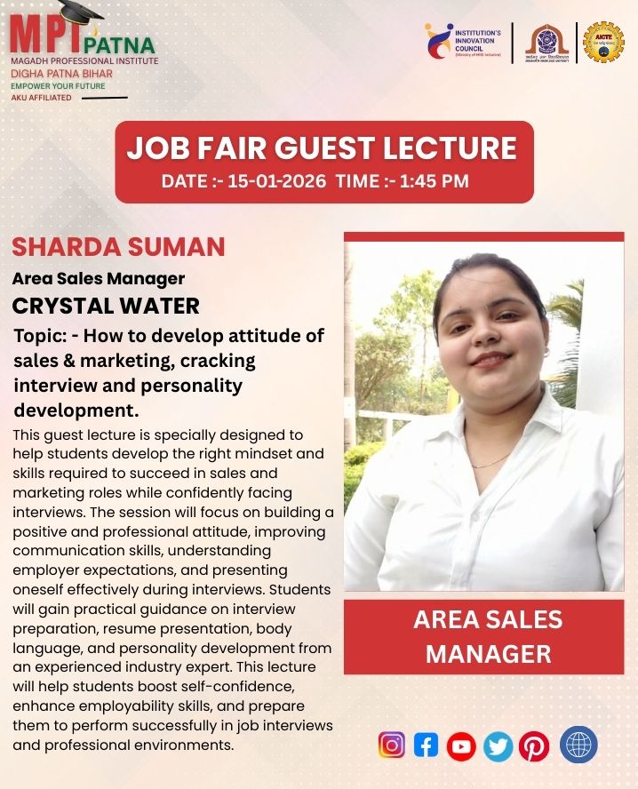 JOB FAIR WORK SHOP on How to develop attitude of sales & marketing, cracking interview and personality development. 